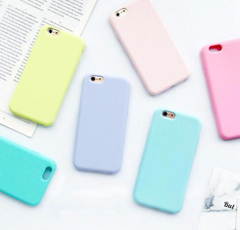 macarons-color-silicone-frosted-matte-iphone-cases