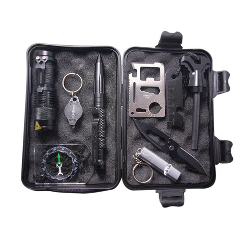 10 in 1 Multi Professional Emergency Outdoor Survival Kits for Hiking, Camping, Biking, Climbing, Hunting