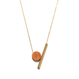 NEW Woman Minimalist Roundwood Pendant Necklace